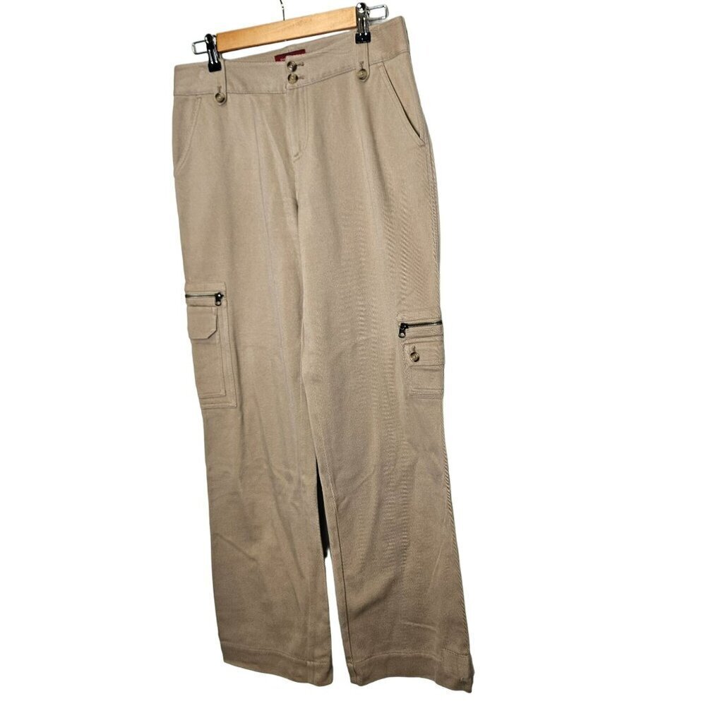 Sundance Women's Cargo Pants Size 4 100% Cotton Beige With Pockets &‎ Zip Fly